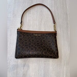 Calvin Klein Dark Brown Monogram Shoulder Bag
